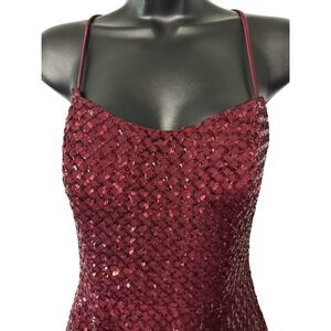 City‎ Vibe Burgundy Sequin Lace Back Dress Junior's Size 9